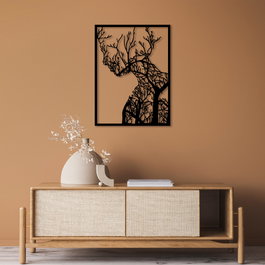 Wallity Tree Woman - 320 Escultura de pared metálica negra